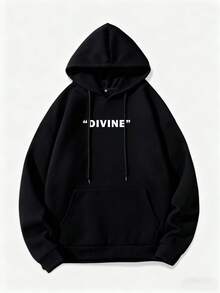 Striville Men's Loose Black Pullover Sweatshirt With Gothic Distorted Letter Back Graphic, Paisley/Western Drop Shoulder Pullover Sweatshirt, Suitable For Autumn/Winter - Black - View 4