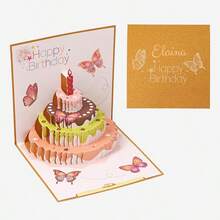 1pc Personalized 3D Pop-Up Birthday Card, Customizable With Name, Featuring Vibrant Cake And "Happy Birthday" Text, Perfect Gift For Friends And Family, Ideal For Birthday Party Supplies, Celebrations And Birthday Party Decorations - Single Piece - View 10