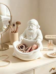 White Santa Gift‑Bag‑Shaped Storage Tray, Xmas‑Style Desktop Decor Jewelry Dish, Multi‑Use Trinket Holder For Accessories Keys Candy, Decor Ornament For Bedroom Entryway Vanity, Holiday Gift - Multicolor - View 5