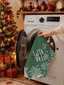 2PCS Kitchen Towels Christmas Tree Snowflake Print 40*60cm Minimalist Style Rectangular Microfiber Kitchen Towels, Dish Cloths, Tablecloths, Hand Towels, Christmas Home Decor, Bathroom Kitchen Decor, Housewarming Gifts For Neighbors, Perfect For Kitchen And Bathroom Use, Suitable For Housewives And Family Gatherings, Great Value, Essential Home Product - White - View 8