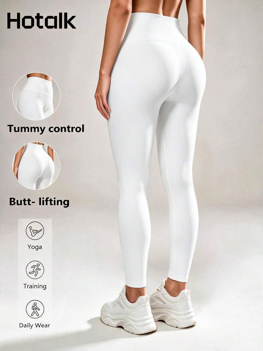 Hotalk Women's High Waist Leggings, Tummy Control & Butt Lifting, Soft & Silky Fabric, Suitable For Sports, Running And Daily Commute