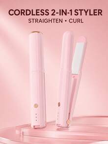 SKYWORTH Pelurus & Pengeriting Rambut Nirkabel Mini 2000mAh, Alat Penata Rambut 2-in-1 Isi Ulang USB Tipe-C, 3 Pengaturan Suhu, Desain Portabel untuk Perjalanan - MultiWarna - View 3