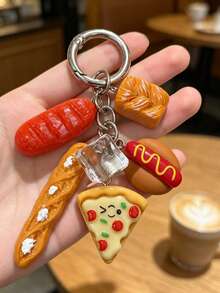 Bread Sausage Hot Dog Pizza Pendant Keychain, Personalized Fashion Versatile Bag Charm, Car Key Chain Pendant - Multicolor - View 4