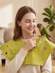 1pc New Bird Shoulder Cape, Parrot Anti-Scratch Training Interactive, Anti-Bite Black Wind, Easy To Clean Protective Bird Shoulder Perch, All Season Use (Button Color Random) - View 3