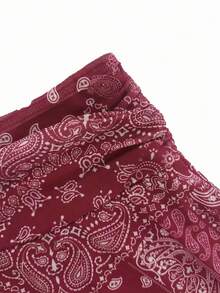 Women's Vacation Cashew Print Ruched Waist Fashion Skirt - Red - View 7