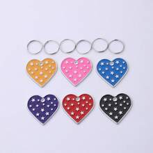 1Pc Colorful Enamel Heart Charms With Split Rings, Star Pattern Alloy Keychain Pendants For Bags, Backpacks, Keys & DIY Accessories - Single Piece - View 8