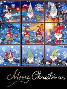Christmas Window Stickers - Featuring Snowflake And Christmas Gnome Patterns, Made Of PVC Electrostatic Adsorption Material, Double-Sided Visible Design; Patterns Include Reindeer, Christmas Tree, Snowflake And Holiday Decorations; Suitable For Home And Kitchen Decor, No Power Required, Ideal Choice For Party Decorations. - Multi-color - View 4