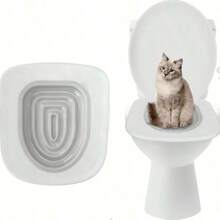 Cat Toilet Training Seat, Reusable Pet Cat Litter Alternative Training Kit, Gradual Inner Ring Reduction Training System, Suitable For Indoor Cats, Home Bathroom Toilet Squatting Training Supplies, Can Replace Cat Litter Box - Multicolor - View 1