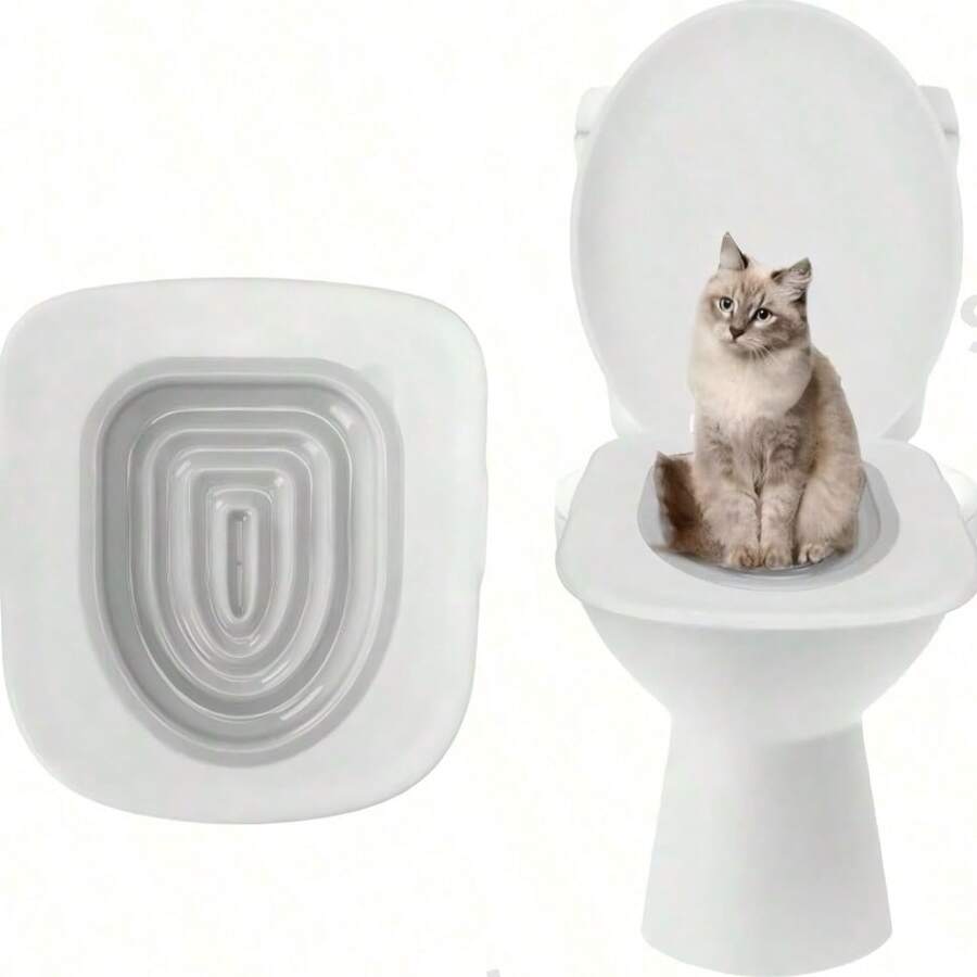 Cat Toilet Training Seat, Reusable Pet Cat Litter Alternative Training Kit, Gradual Inner Ring Reduction Training System, Suitable For Indoor Cats, Home Bathroom Toilet Squatting Training Supplies, Can Replace Cat Litter Box - Multicolor - View 1