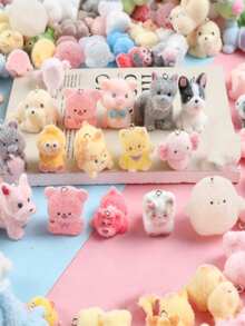 5/10/20/100pcs Resin Flocked 3D Creative Cute Pet Animal Figurines DIY Miniature Landscape Decor Keychains Phone Charms - Multicolor - View 5