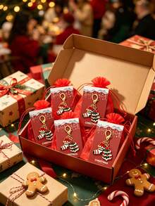 15pcs/1pc Christmas Theme Keychain Gift Set, Christmas Tree & Christmas Stocking Design, Suitable For Christmas Party Favors, Backpack Or Earphone Charms, Dinner Party Gifts, New Year Party Gifts, Winter Theme Party Souvenirs - One Size Fits All - View 3