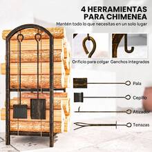 Outsunny Racks de Lenha - Bege - Ver 3