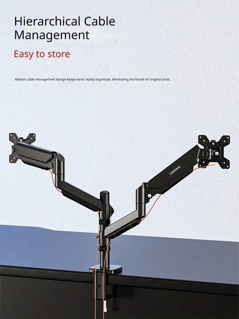 Lenovo A720 Pneumatic Full‑Motion Monitor Stand, Articulating Multi‑Direction Rotatable VESA Mount Bracket, One‑Hand Smooth Adjustment, Cable Management, Space‑Saving Ergonomic Riser For Large‑Screen Home Office Display - View 1