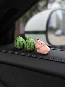 2pcs/3pcs Cozy Pig Car Dashboard Ornament, Car Interior Center Console Display Screen Window Side Rearview Mirror Decoration, Car Interior Decor - A - View 4
