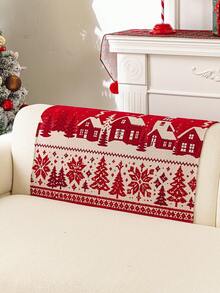 1 Stück rote verdickte Sofaabdeckung für Weihnachten und Neujahr, Jacquard-Sofapolster, warm und weich, haustierfreundlich, ganzjährig verwendbar, geeignet für Wohnzimmer, Schlafzimmer, Außenbereich, passend für 1/2/3/4-Sitzer Sofa - Rot - Übersicht 6