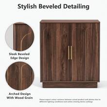 31.5" Wine Bar Cabinet With 21 Bottle Slots And 8 Glass Holders, Walnut Sideboard Cabinet With Arched Doors, Freestanding Bar Storage Cabinet For Dining Room Kitchen Living Room - 1 - View 4