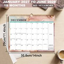 18 Month Calendar 2027-2028, Large Wall Calendar 14 X11.4 Inch, Jan 2027 To Jun 2028 Monthly Planner With Sunday Start, Spacious Writing Spaces, To Do List & Notes, Next Month Reference, Holidays, Yearly Countdown, Spiral Bound Desk Calendar For Home - 18 Month Calendar 2027-2028 - View 4