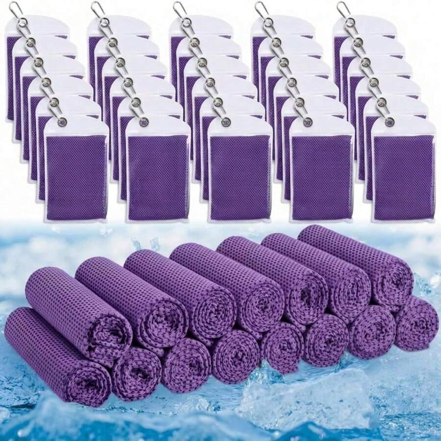 20 Pack Cooling Towels For Neck And Face, 27 X 16 Inch Cool Chilly Towels, Microfiber Reusable Sweat Rag With Pouch For Schoolsss Sport - Purple - View 1