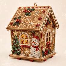 1 Set 3D Christmas Cottage DIY Bead Art Craft Kit, Holiday House Making Supplies For Handmade Hanging Ornaments, Christmas Tree Decorations, Home Tabletop Display, Party Decor, Seasonal DIY Art Projects & Creative Christmas Gifts For Craft Lovers - DIY Bead Kit - View 7