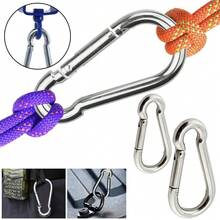 2pcs Carabiner Clip Stainless Steel Climbing Holder Hook Lock - Standard Spring Snap Hook - View 1