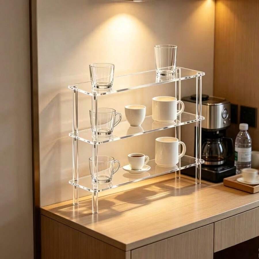 Acrylic Display Stand, Desktop Cup Storage Rack, Sturdy Countertop Organizer, Suitable For Mugs, Water Cups, Decorative Items Collection, Kitchen Cabinet Decor - Multi-color - View 1