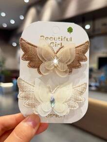 8pcs/Set Sequin Rhinestone Fabric Butterfly Wings Hair Clips For Girls, Suitable For School, Commuting, Daily Use, Ponytail And Loose Hair, Cute Princess Hair Accessories (Random Color) - Multicolor - View 10