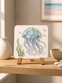 1pc Ocean Theme Sea Glass Mosaic DIY Art Kit, Animal Patterns Available Including Blue Crab, Octopus, Starfish And Jellyfish, Handmade Decorative Craft Project, Suitable For Room Decor, Desktop Ornament, Shelf Display, Coastal Home Decor And Gift Giving - Ocean DIY Art Kit - View 8