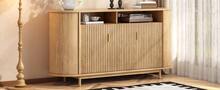 Sideboard With Storage With Doors With 3 Doors - Modern Style In Natural Wood Effect MDF For Living Room And Dining Room - Natural - View 9