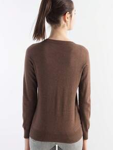 Women's Crew Neck Merino Wool Sweater Fall Winter Sweater Classic Vintage Cable Long Sleeve Knit Pullover Autumn Outfit For Women Fall Winter Clothes - Brown - View 4