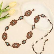 Women's Carved Belt, Matches Skirts, Korean Style Versatile Sweet - Bronze Blue - View 4