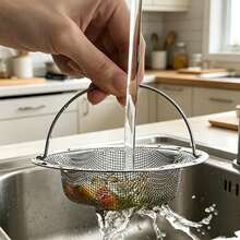 2pcs/1pc Stainless Steel Kitchen Sink Strainer Basket, Portable Handle Design, Fits Directly In Drain To Catch Vegetable Leaves And Food Residue, Dual Use For Washing And Draining, Easy To Lift And Dump, Fine Mesh For Effective Filtration, Rust-Resistant, Easy To Clean, Fits Most Home Kitchen Sinks, Anti-Clogging Tool For Cooking, Suitable For Home, Dorm, And Rental, Practical Kitchen Accessory, Essential For New Home - Kitchen Sink Strainer - View 9