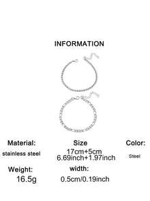 2pcs Men's Stainless Steel Bracelet Set, Classic & Wheat Link Chain, Minimalist Streetwear Jewelry, Durable & Tarnish-Resistant Daily Accessory - Bracelet - View 9
