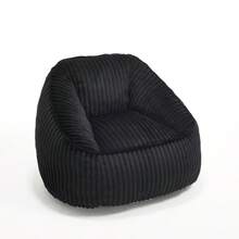 Light Luxury Style Bean Bag/Striped Design Bean Bag/Memory Foam/Versatile Use/Ergonomic Design/No Assembly Required/Suitable For Living Room, Bedroom, Shopping Malls - Black - View 4