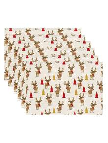 1/2/4/5/6/8pcs Digital Print Placemats, Christmas Pattern Printed Placemats Table Decor, Suitable For Daily, Holiday, Party, Birthday, Wedding, Dinner, Kitchen, Dining Room And Home Textile Decoration - Multicolor - View 10