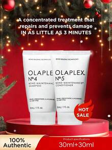 Set Sampo & Kondisioner OLAPLEX Hair Core Repair, Perbaikan Warna untuk Rambut yang Dicat dan Dikeriting - 30ml*2 (ukuran 4 + ukuran 5) - View 2