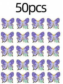 10/20/30/40/50pcs Purple Butterfly Flower Brooches, Delicate Pattern & Elegant Color, Vintage Style, Suitable For Various Clothing And Bags, Exquisite For Personal Wear Or Gift - Multicolor - View 10