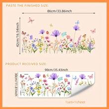 A Colorful Wall Sticker Featuring Plants, Flowers And Butterflies, Size 11.81 X 35.43 Inches, Suitable For Decorating Bedroom And Living Room. It Is Self-Adhesive And Removable (MS713-ZJ) - Multicolor - View 7