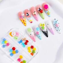 1 Kotak Hiasan Kuku Kancing Warna-warni Y2K, Kancing Campuran, Bintang, Bunga, Dekorasi Kuku Lucu, Aksesoris Manikur Dopamin, Seni Kuku DIY untuk Kuku Gel, Kuku Tempel, Penggunaan Salon Rumahan - MultiWarna - View 5