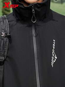 XTEP Wing Assault Jacket | New Autumn Outdoor Water-Repellent Hiking Couple Jacket For Men And Women, Solid Black - True Black - View 6