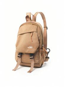 New Multifunctional Outdoor Backpack, Lightweight Plaid Backpack, Casual Travel Bag, Chest Bag - Khaki - View 9