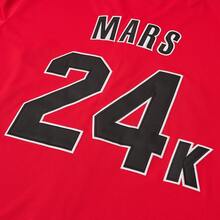 Men's Mars<24K Magic>Hooligans Hip-Hop Embroidery Baseball Jersey,Retro Streetwear And Items For Concert Support - Red - View 6