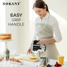 Blender SOKANY 6621, Motor Tembaga 800W, Kontrol 5 Kecepatan, Pencampuran Cepat 15 detik, Kepala Pencampur Stainless Steel 304, Tidak Panas Berlebih, Mudah Dibersihkan, Cocok Untuk Toko Kue/Kafe/Rumah, Model Esensial - Hitam - View 8