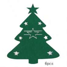 12pcs Christmas Tree Cutlery Bags, Cutlery Storage Bags, Silverware Storage Bags, Cutlery Pockets, Christmas Tree Pattern Felt Cutlery Knife And Fork Set, Suitable For Christmas Holiday Party Dinner Table Decoration - Multicolor - View 12