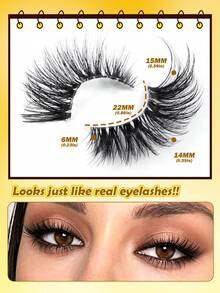 MAANGE 10 Pairs Half Eyelashes, Cat Eye Tail Extended Design, Natural Curling Effect; Reusable, Especially Suitable For Small Eye Shape Girls, Also Suitable For Daily Dating Wear. Grafting-Like False Eyelashes, False Eyelashes, Eyelashes - Black - View 9