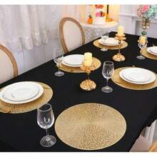 4/6/8/12pcs 15 Inch PVC Gold Round Placemats, Fireworks Pattern, Washable, Suitable For Dining, Events, Banquets, Weddings, Bridal Showers, Home Daily Use - Gold - View 4