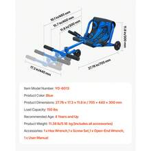 Ride On Scooter 150 Lbs Swing Side-To-Side For Amazing Riding Blue, For Ages 4+, Powered By Zig-Zag Motion, Ride On Toy With 3 Adjustable Length, Brake Lever, Hard Surface Indoor & Outdoor - Blue - View 12