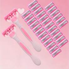 Pink Ladies' Classic Manual Hair Removal Razor Kit - Reusable,3-Layer Stainless Steel For Smooth, Hair Removal Device - Safety Razor - View 14