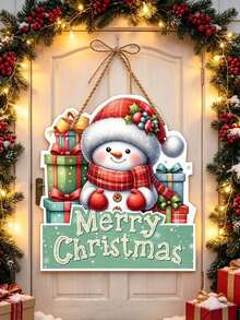 Plaid Christmas Door Hanging Decoration Set, Christmas Tree Sign With Vertical Hanging Rope, Red & Green Buffalo Plaid Door & Wall Decor, Christmas Holiday Home Party Decorations, Multi-Piece Set - Multiple Styles - View 6