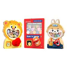 1 Set Cartoon Animal Feeding Refrigerator Toy Magnetic Wooden Baby Simulation Coin Toss Game Parent-Child Interactive Early Education Set - Multicolor - View 2