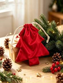 1 Peça Saco de Presente com Cordão em Formato de Árvore de Natal, Pingente de Decoração de Árvore de Natal, Saco de Armazenamento de Natal, Adequado para Armazenamento Doméstico, Suprimentos de Decoração de Árvore de Natal, Decoração de Quarto, Decoração de Quarto, Suprimentos de Decoração de Festa de Natal, Saco de Armazenamento de Pequenos Presentes de Natal, Temporada de Volta às Aulas, Halloween, Melhor Escolha de Presente de Natal para Amigos - Multicolorido - Visão 8